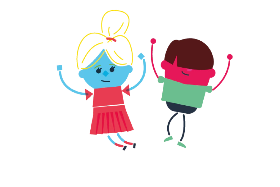 Two characters cheering