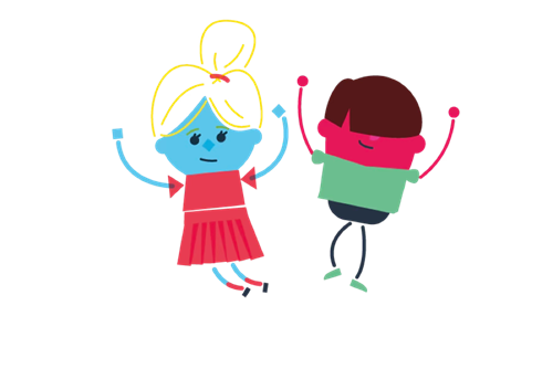 Two characters cheering